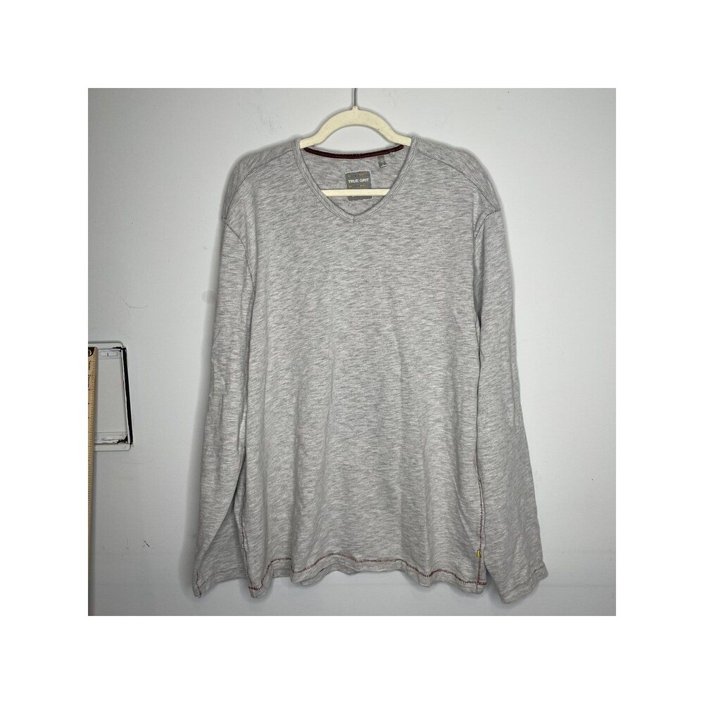 True Grit Sweater Mens XL Gray Crewneck Pullover Long Sleeve Casual Lightweight